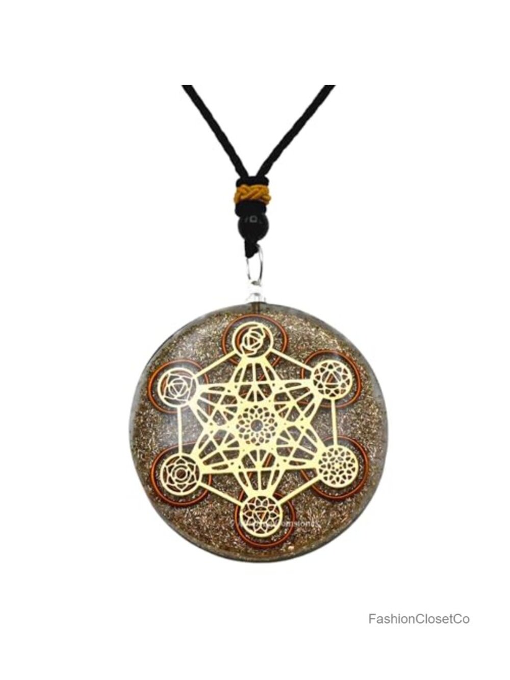 Orgone Pendant Necklace Copper Shavings Chakra Metatron Cube Healing